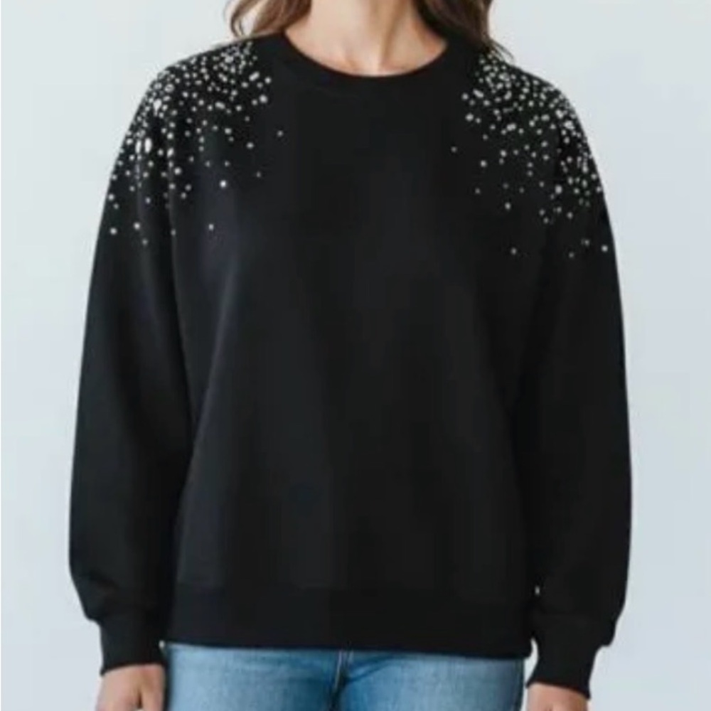 NWT Truth by Republic Black Women's Embellished Sweatshirt